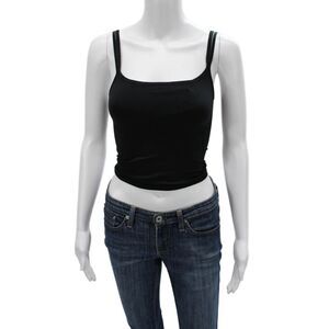 Anthropologie Women Black Square Neck Camisole Buckle Sleeveless Size S
